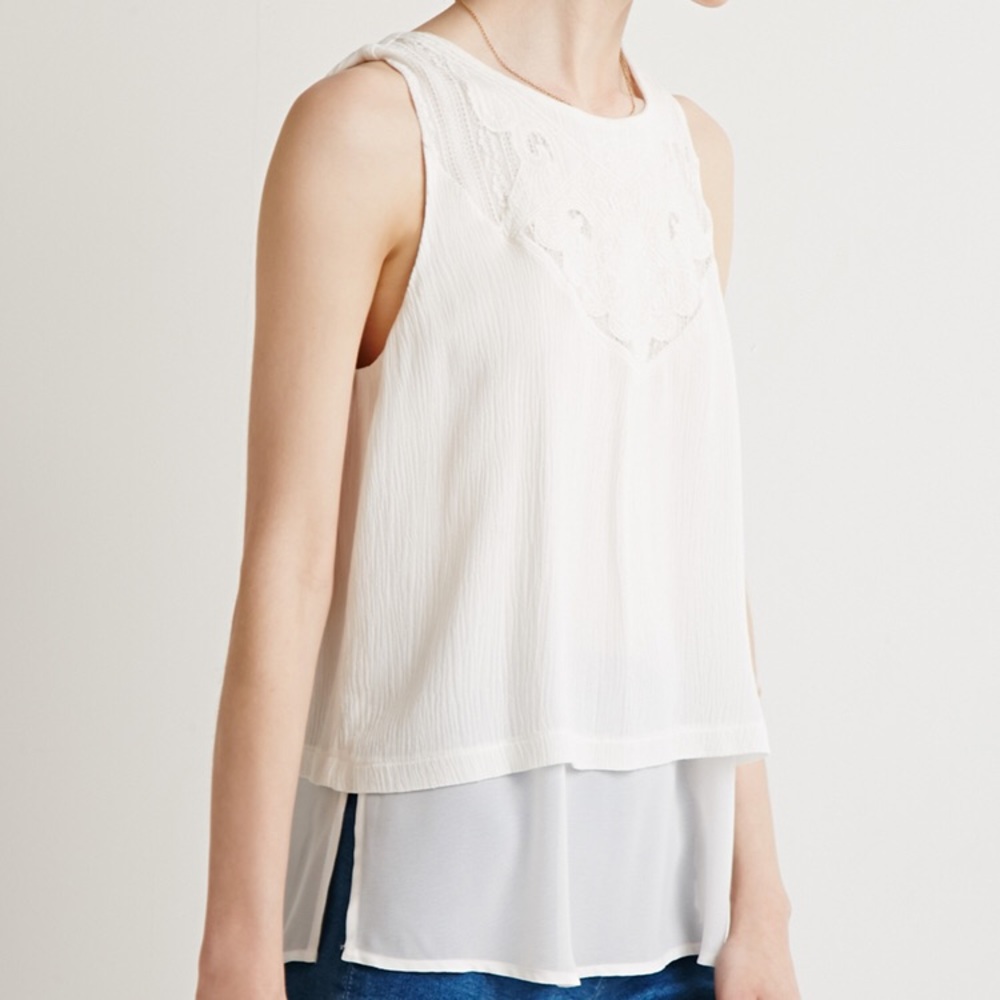 Forever 21 Contemporary Button Back Layered Top